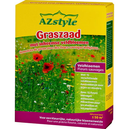 Graszaad met inheemse veldbloemen